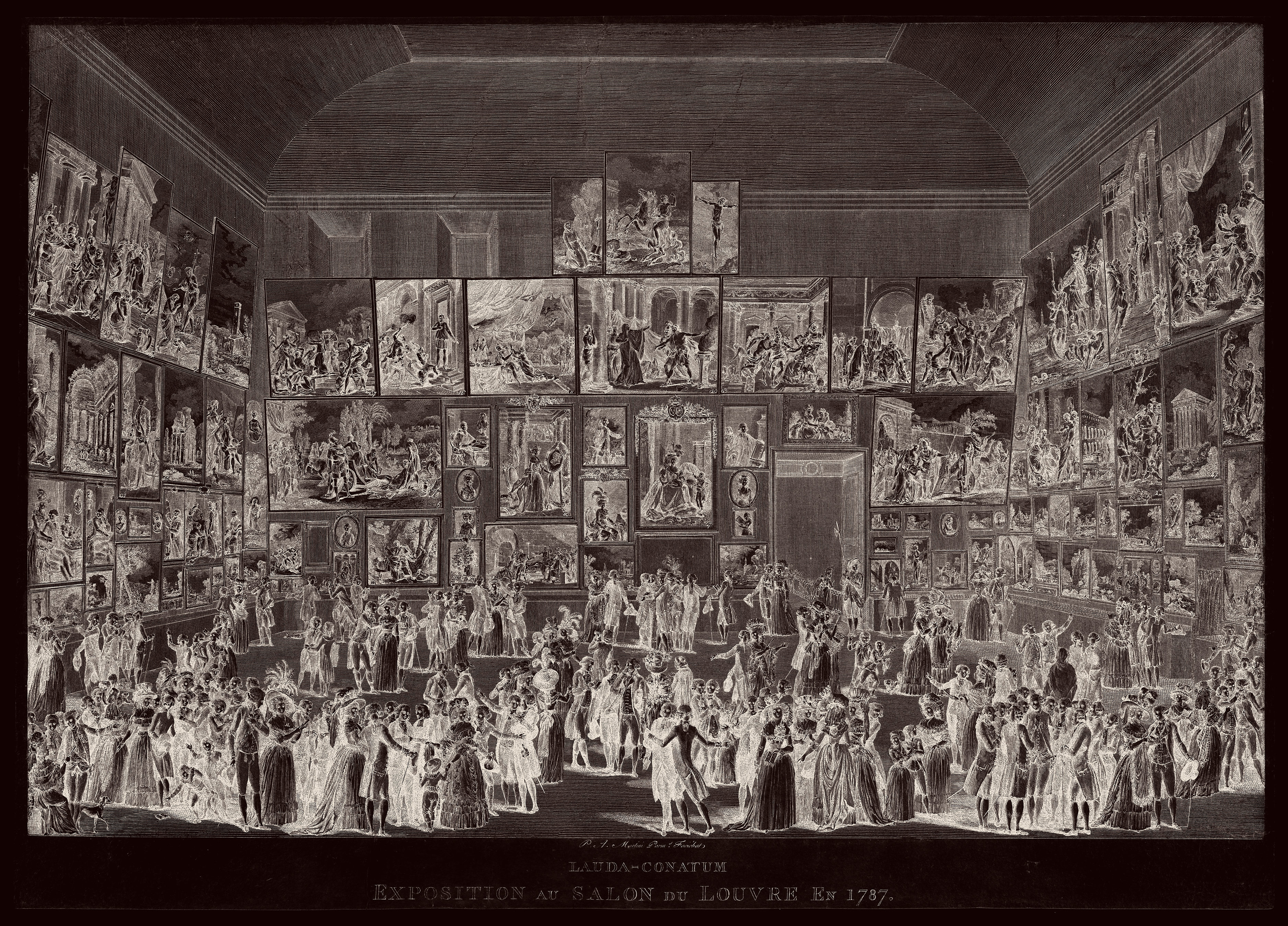Exposition au Salon du Louvre en 1787, engraving by Pietro Antonio Martini